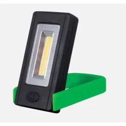   Elemes LED kézi lámpa mágnessel és rögzítő clippel zöld