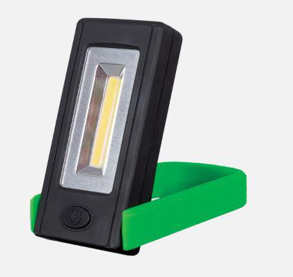 Elemes LED kézi lámpa mágnessel és rögzítő clippel zöld