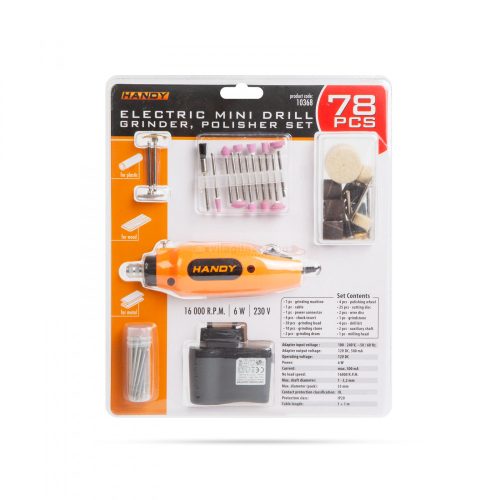 Panelfúró, csiszoló, polírozó szett - 78 részes - 230 V