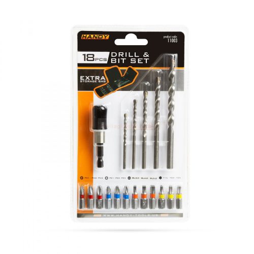 18 db-os Fúrószár és bitfej készlet
