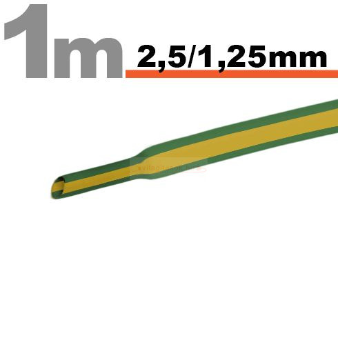 Zsugorcső 2,5mm/1,25mm zöld/sárga