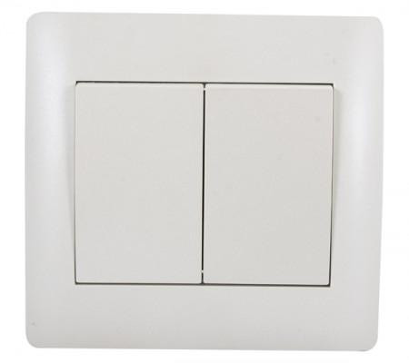 Rhyme dupla váltó kapcsoló 106+6 Fehér metál