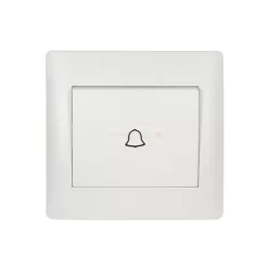   Rhyme egypólusú nyomó kapcsoló 101N csengő jellel Fehér metál