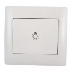   Rhyme egypólusú nyomó kapcsoló 101N lámpa jellel Fehér metál