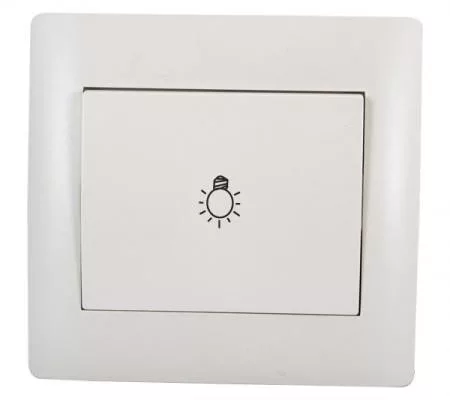 Rhyme egypólusú nyomó kapcsoló 101N lámpa jellel Fehér metál