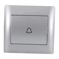   Rhyme egypólusú nyomó kapcsoló 101N csengő jellel Szürke metál