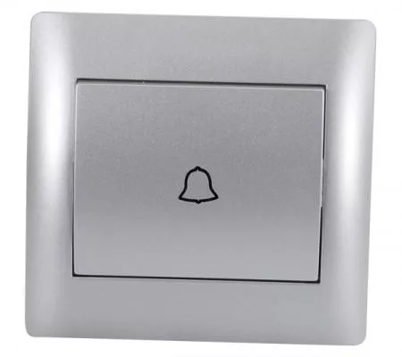 Rhyme egypólusú nyomó kapcsoló 101N csengő jellel Szürke metál