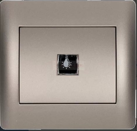 Rhyme egypólusú nyomó kapcsoló 101N lámpa jellel Szürke metál