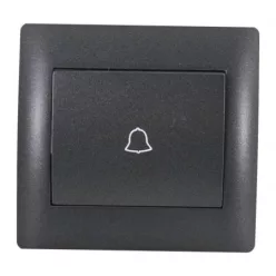   Rhyme egypólusú nyomó kapcsoló 101N csengő jellel Grafit metál