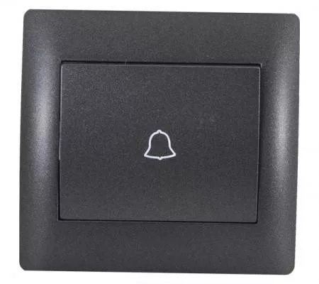 Rhyme egypólusú nyomó kapcsoló 101N csengő jellel Grafit metál