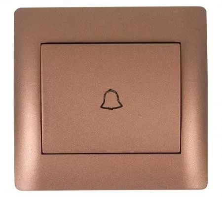 Rhyme egypólusú nyomó kapcsoló 101N csengő jellel Kávé metál