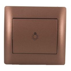   Rhyme egypólusú nyomó kapcsoló 101N lámpa jellel Kávé metál