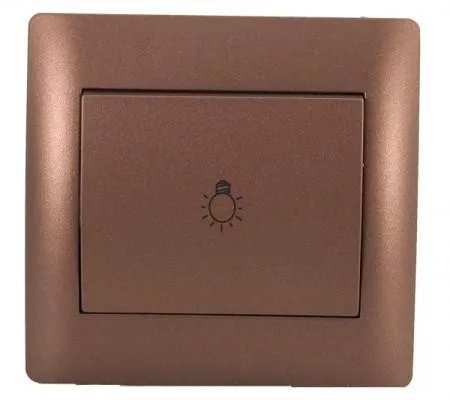 Rhyme egypólusú nyomó kapcsoló 101N lámpa jellel Kávé metál