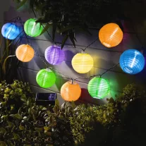 Szolár lampion 10db színes lampion, hideg fehér 3,7 m