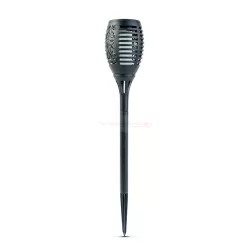   LED-es szolár lámpa - leszúrható - lángeffekt - 12 sárga LED - műanyag - fekete - 10 x 58 cm