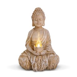   Szolár Buddha gyertyával - 1 melegfehér LED - 12,5 x 8,5 x 19 cm