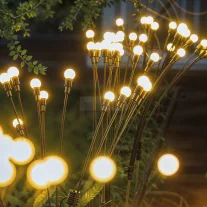   Leszúrható szolár lámpa - "szentjánosbogár" - 8 melegfehér LED - 70 cm