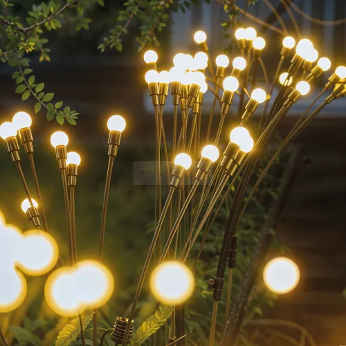 Leszúrható szolár lámpa - "szentjánosbogár" - 8 melegfehér LED - 70 cm