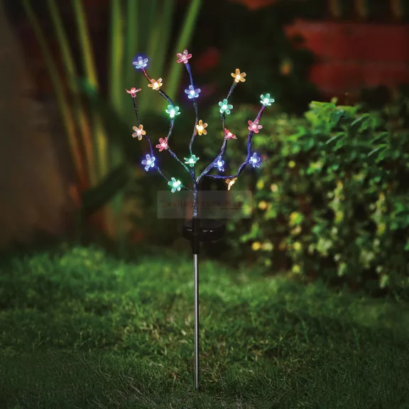 Leszúrható szolár virág - 20 színes LED - 65 cm