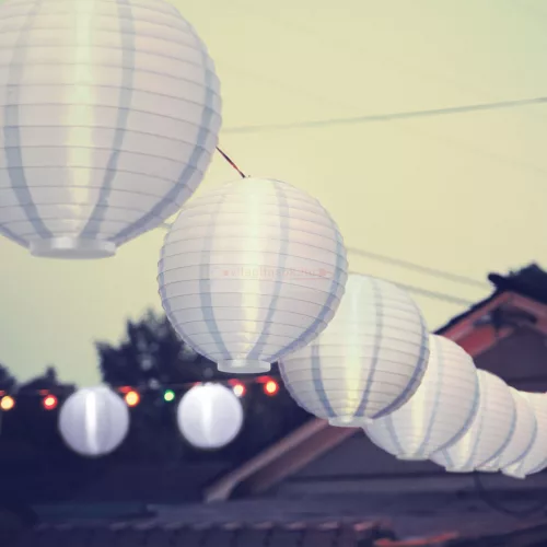 Szolár lampion hidegfehér 21x22cm fehér