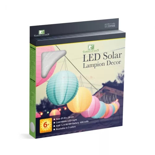 Szolár lampion - 3 színben - hidegfehér LED - 28 cm