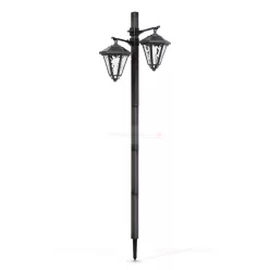  LED-es szolár lámpa - kandeláber - 137 cm - fekete - hidegfehér