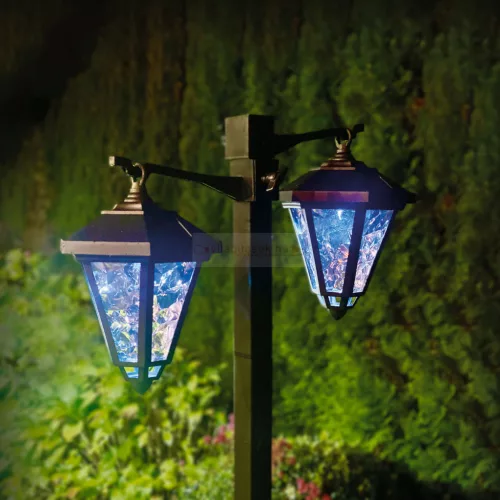 LED-es szolár lámpa - kandeláber - 137 cm - fekete - hidegfehér
