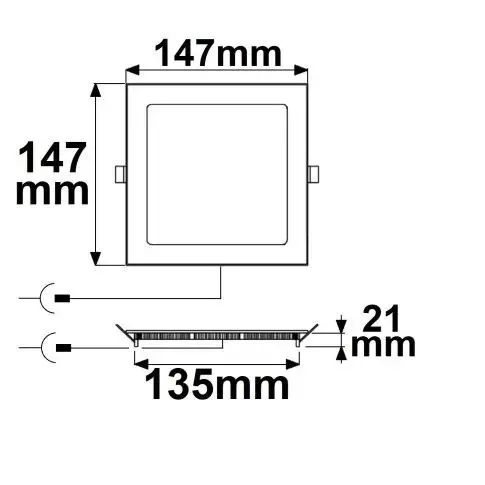 LED panel, 9W, szögletes, káprázás mentes, fehér, melegfehér, dimmelhető
