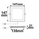 LED panel, 9W, szögletes, káprázás mentes, fekete, melegfehér, dimmelhető