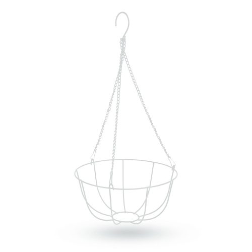 Akasztható fém kosár - virágcserépek rögzítéséhez - 25 cm - fehér