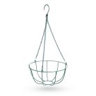Akasztható fém kosár - virágcserépek rögzítéséhez - 25 cm - zöld