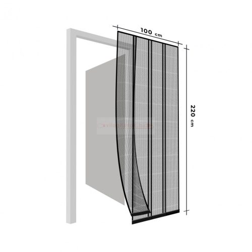 Szúnyogháló függöny ajtóra- fekete 4db 28,5x220 cm