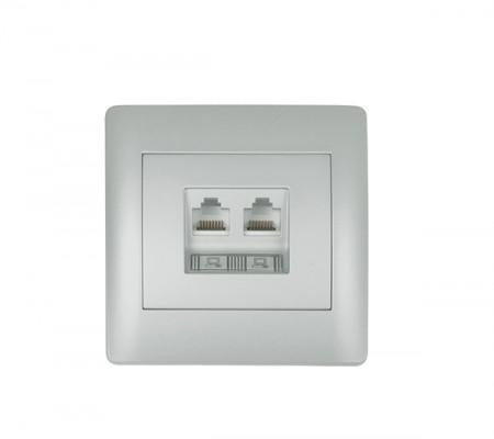 Rhyme dupla számítógép aljzat RJ45 Szürke metál