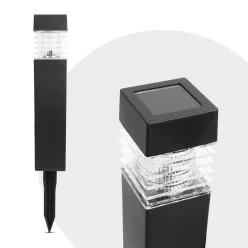   Leszúrható szolár - fekete, melegfehér - 5,7 x 5,7 x 28 (+12) cm