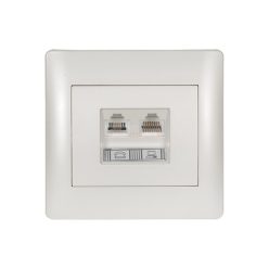   Rhyme telefon aljzat RJ11+számítógép aljzat RJ45 Fehér metál