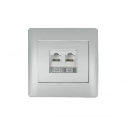 Rhyme telefon aljzat RJ11 számítógép aljzat RJ45 Szürke metál