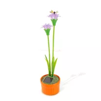   Szolár színes virág - 8 x 8 x 32 cm - 10 melegfehér LED - lila