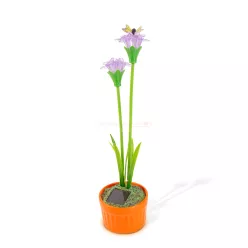   Szolár színes virág - 8 x 8 x 32 cm - 10 melegfehér LED - lila