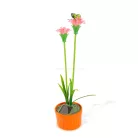 Szolár színes virág - 8 x 8 x 32 cm - 10 melegfehér LED - piros