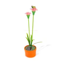   Szolár színes virág - 8 x 8 x 32 cm - 10 melegfehér LED - piros
