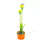 Szolár színes virág - 8 x 8 x 32 cm - 10 melegfehér LED - sárga