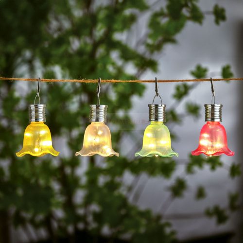 Felakasztható szolár virág - 3 melegfehér LED - 17,5 x 9,5 cm