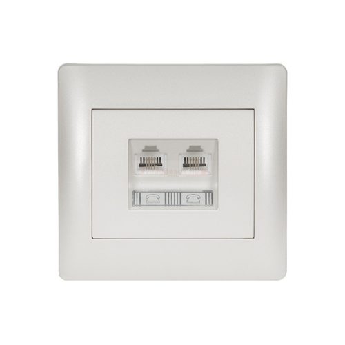 Rhyme dupla telefon aljzat RJ11 Fehér metál