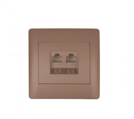 Rhyme dupla telefon aljzat RJ11 Kávé metál