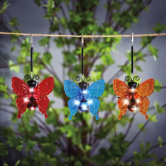 Szolár lámpa - leszúrható / függeszthető - pillangó - többféle - 12 x 6 x 21,5 cm - 4 LED