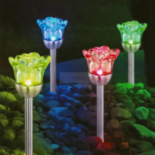 Szolár lámpa - leszúrható - rózsa - 1 RGB LED - 8 x 36,5 cm