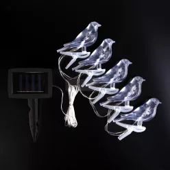  Szolár fényfüzér - madárka, csipeszes - 80 cm - 5 színes, RGB LED