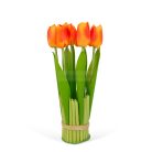 Műnövény dekoráció - tulipán - narancssárga - 26 x 6,5 cm