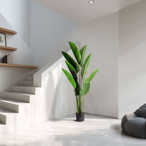 Műnövény dekoráció - banánlevél fa - zöld - 1,6 m