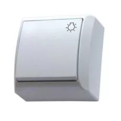 Mini falon kívüli nyomókapcsoló lámpajellel fehér